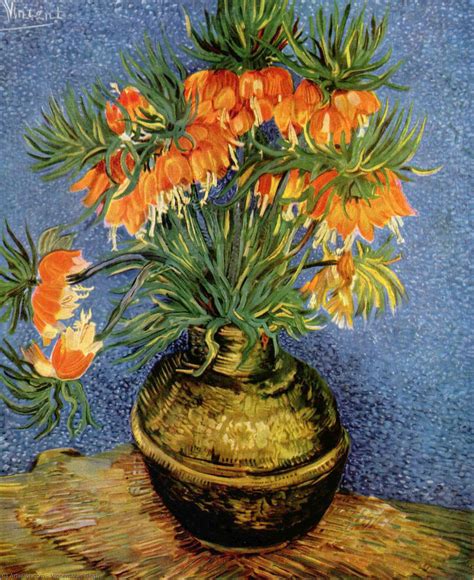 Art Reproductions Imperial Crown Fritillaria In A Copper Vase By