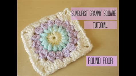 Crochet Sunburst Granny Square Tutorial Round Four Bella Coco Youtube