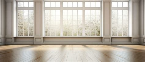 Empty room with bog window and wooden floor 27032522 Stock Photo at ...