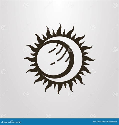 Simple Vector Symbol Of The Sun Moon And Planet Eclipse Stock