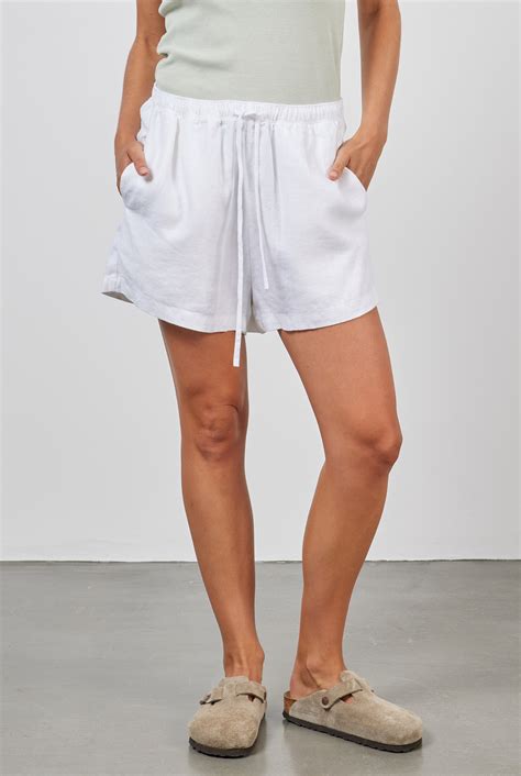 Riviera Linen Short In White Academy Brand