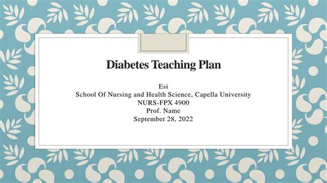 Solution Diabetes Teaching Plan Studypool