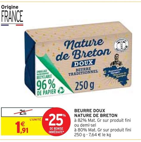 Promo Nature de breton beurre doux chez Intermarché