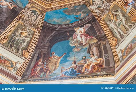 A Ceiling Of Paintings At The Vatican Museum Editorial Photo Image Of