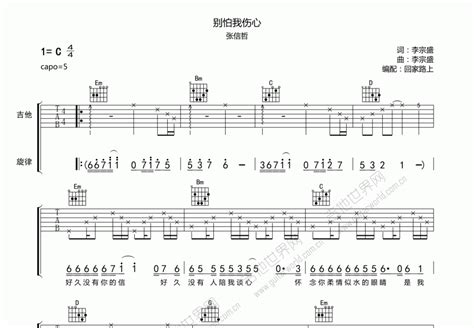 别怕我伤心吉他谱张信哲c调弹唱 吉他世界