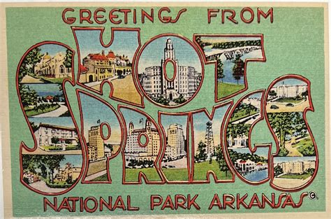Hot Springs Vintage Postcard STICKER Garland County Historical Society