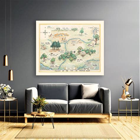 The Pooh Map, 100 Acre Wood Map, Map Canvas,pooh Wall Art, Fantasy Map