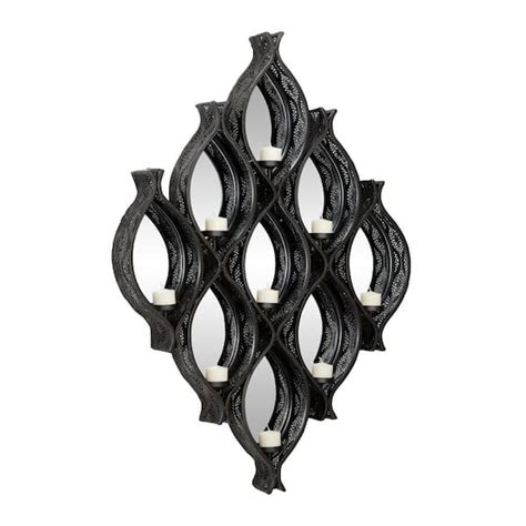 Litton Lane Eclectic Large Black Diamond Mesh Metal Wall Sconce With