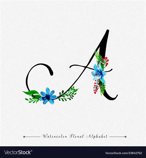 Letter A Watercolor Floral Background Royalty Free Vector