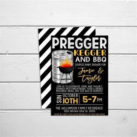 Pregger Kegger Invite Printable Editable Diapers And Beer Couples