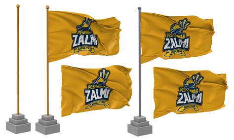 Peshawar Zalmi Pz Flag Waving Different Style With Stand Pole Isolated