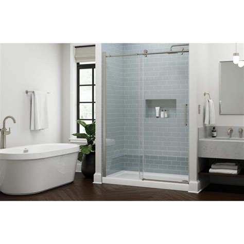 Delta Exuma 60 In W X 76 In H Frameless Sliding Shower Door In Nickel