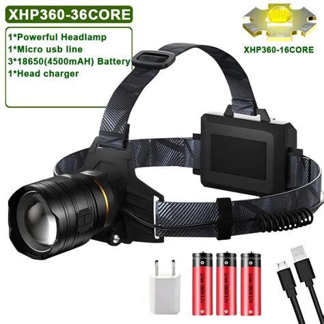 Super XHP360 Powerful Led Headlamp XHP120 High Power Torch Lantern