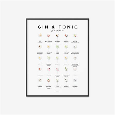 Gin & Tonic Print Gin Garnish Guide Gin and Tonic Poster - Etsy España