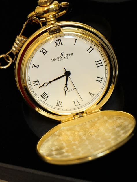 Brushed Gold Quartz Pocket Fob Watch