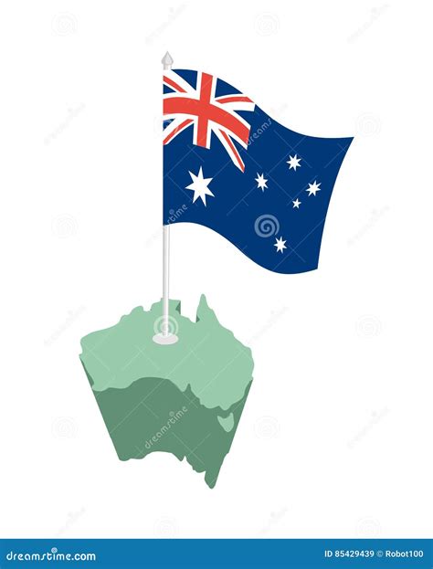 Australia Map and Flag. Australian Resource and Land Area Stock Vector
