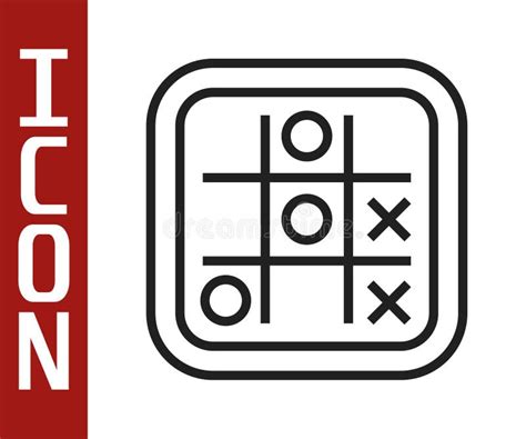 Black Line Tic Tac Toe Game Icon Isolated On White Background Vector