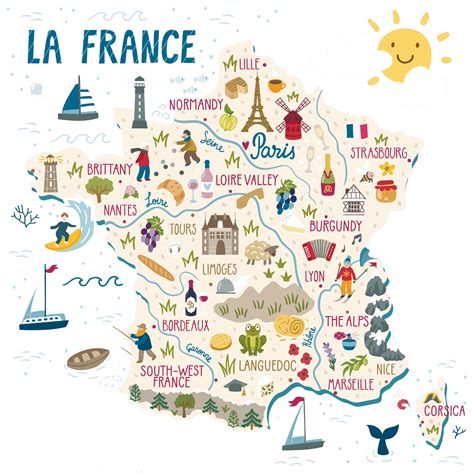 Map of France with Main Cities and Attractions