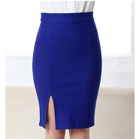 Fashion Women Office Formal Pencil Skirt Autumn Elegant Slim Front Slit Midi Bodycon Skirts Ol