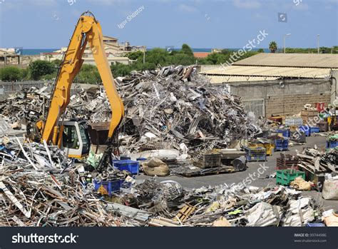 Mechanical Crane Grabber Working Scrapyard Stock Photo 99744986