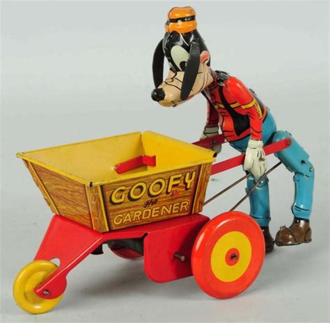 Lot 357 Tin Litho Marx Goofy The Gardener Wind Up Toy Wind Up