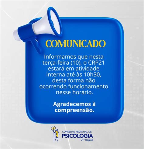 Comunicado De Funcionamento Do Crp21 Neste Dia 0910 Crp21