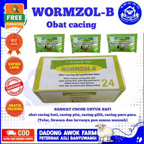 Jual Wormzol B Bolus Sachet Obat Cacing Cacingan Sapi Kerbau Kuda