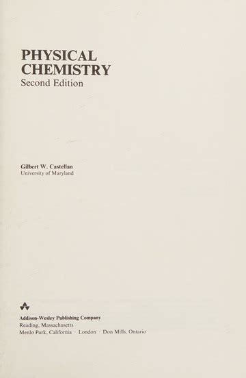 Physical Chemistry Castellan Gilbert William 1924 Free Download