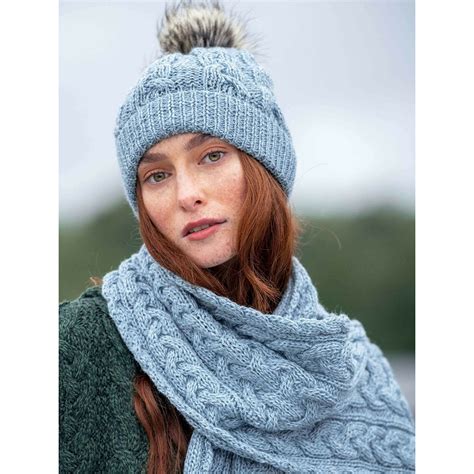 Aran Craft Irish Cable Pom Pom Hat Mermaid Clothing Caps Hats At