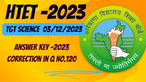 HTET Tgt Science Answer Key 2023 Htet Answer Key 2023 3 Dec 2023