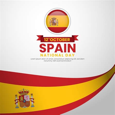 Estandarte del día nacional de España con la bandera de España ondeando