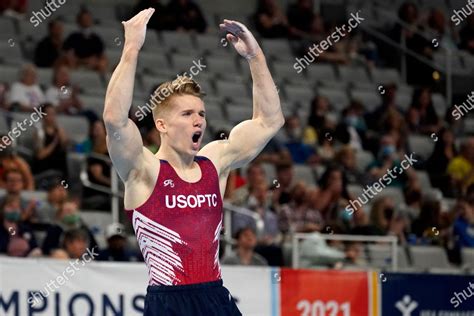 Shane Wiskus Celebrates After Competing Floor Editorial Stock Photo ...