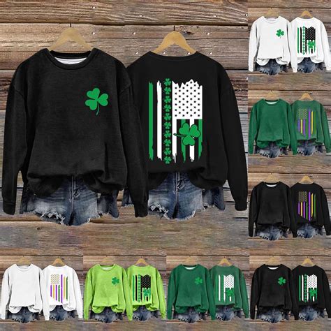 Sksloeg Saint Patricks Day Womens Sweatshirts Casual Shirt Clover