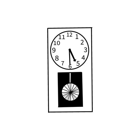 Wall clock with strike and pendulum, with dial. illustration. Clock