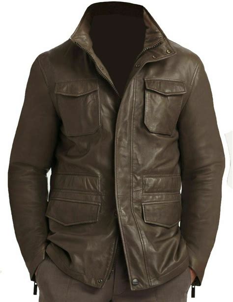 Genuine Lambskin Leather Real Leather Jacket M Field Brown Leather