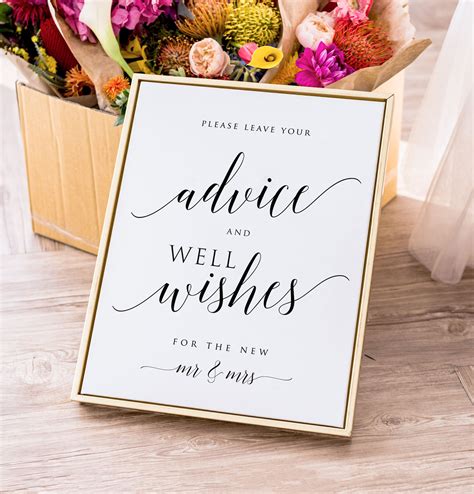 Printable Advice And Wishes Sign Advice And Wishes Advice Etsy