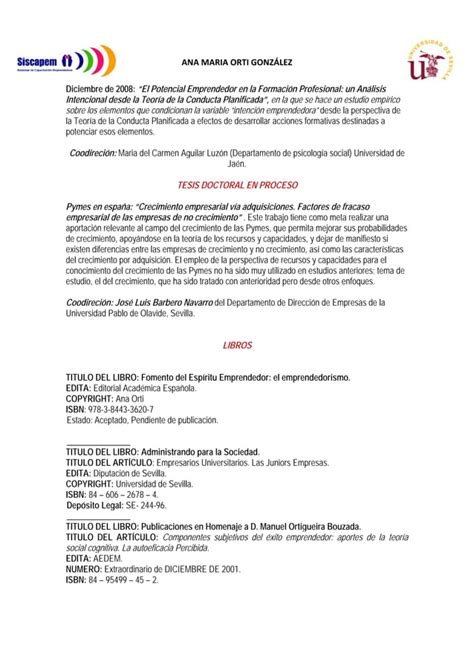 Curriculum Vitae Ana Ma Orti Gonzalez Curriculweb Pdf