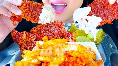 Asmr Nashville Hot Fried Chicken Car Mukbang Al S Hot Chicken