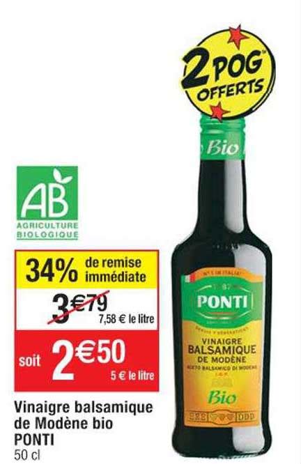 Offre Vinaigre Balsamique De Mod Ne Bio Ponti Chez Carrefour