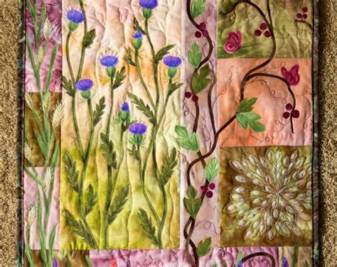 Hand Painted Fabric Art Quilt Wallhanging Prairie Plants Etsy