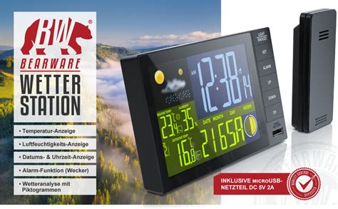 Csl Funk Wetterstation Mit Farbdisplay Wireless Funksensor