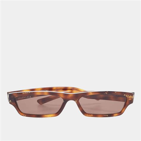 Balenciaga Brown Tortoise Bb0075s Rectangle Sunglasses Balenciaga The Luxury Closet