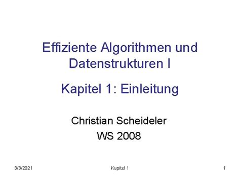 Effiziente Algorithmen Und Datenstrukturen I Kapitel 1 Einleitung