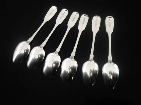 6 Irish Sterling Silver Rattail Teaspoons DUBLIN 1866 Antique Dart