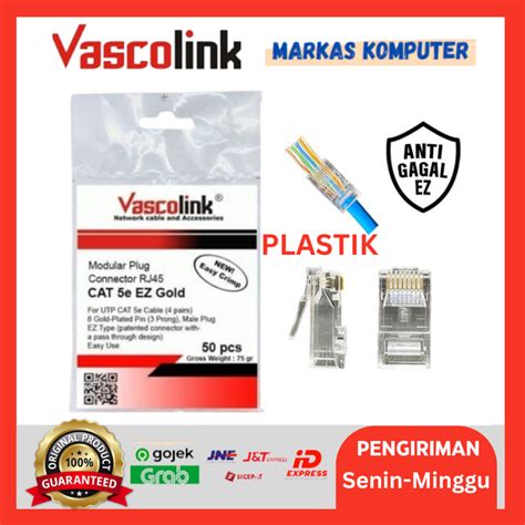 Jual Konektor Rj Vascolink Utp Cat Gold Ez Anti Gagal Cat E Cat