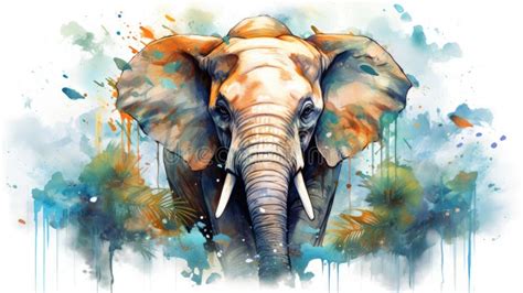 Elephant Portrait Watercolor Illustration Stock Image - Image of sweet, card: 306548099