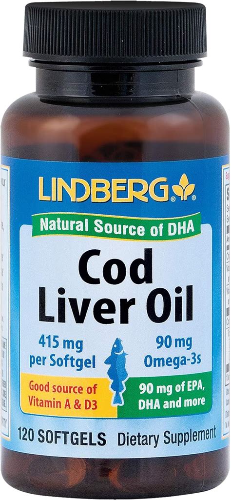 Lindberg Cod Liver Oil 415 Mg Good Source Of Vitamin A And D3 90 Mg Of Omega 3s