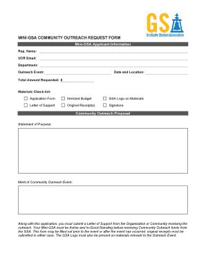 Fillable Online Gsa Ucr MINI GSA Community Outreach Request Form UCR