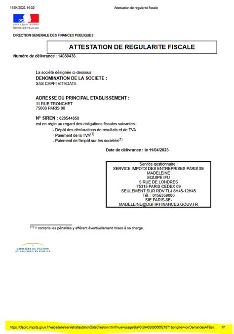 L attestation de régularité fiscale Provigis