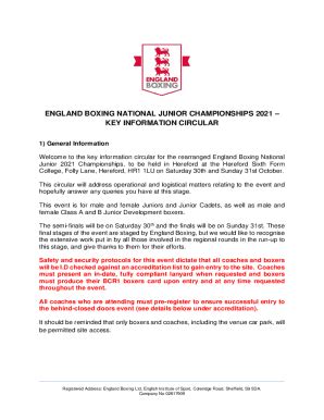 Fillable Online England Boxing National Amateur Championships And Senor